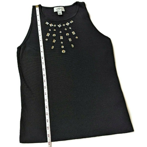 Loft Ladies M Black Jewel Dress Tank Top Medium Dressy Shell - Picture 5 of 6